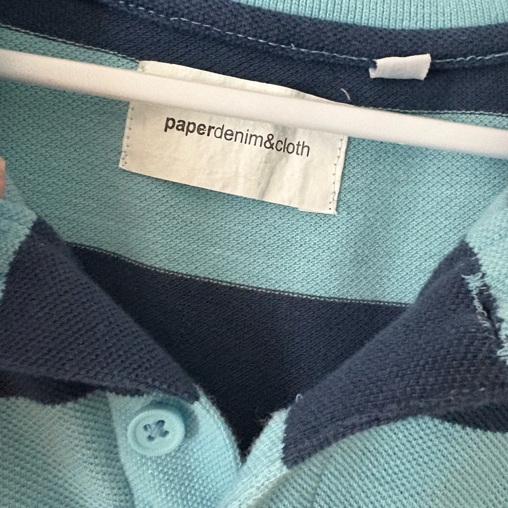 Paper Denim & Cloth Light Blue and Navy Polo